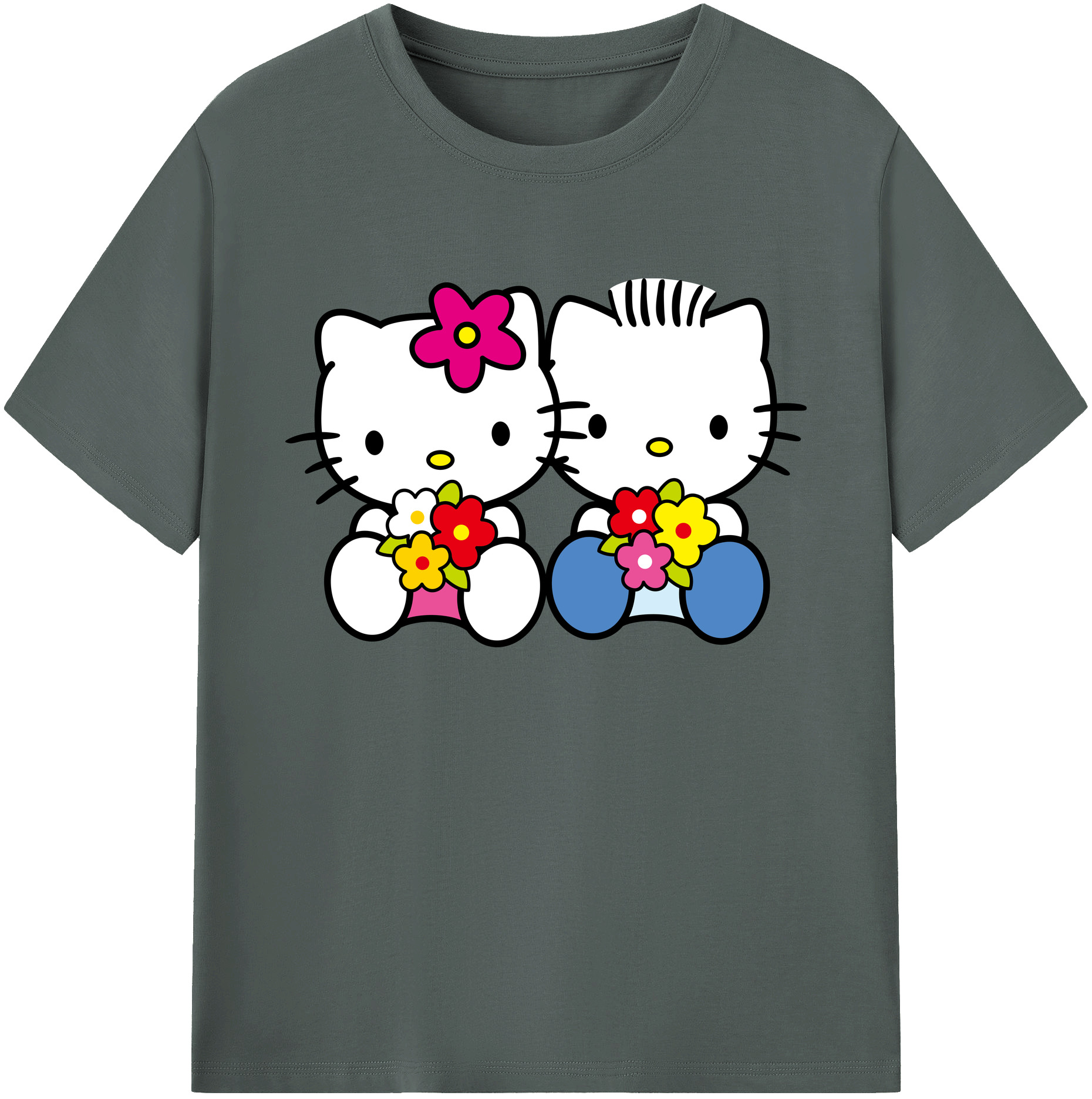 （画像用） Hello Kitty ハローキティ 綿100％ メンズ半袖Tシャツ｜肌触りやわらか＆通気性